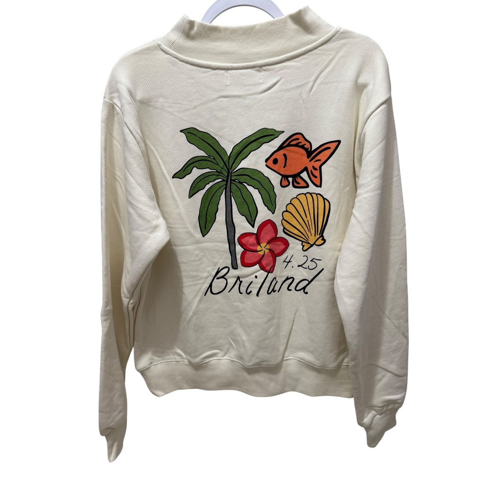 PARKE Mockneck Sweatshirt Briland Bahamas Fish Cream Womens Size S/M NWOT